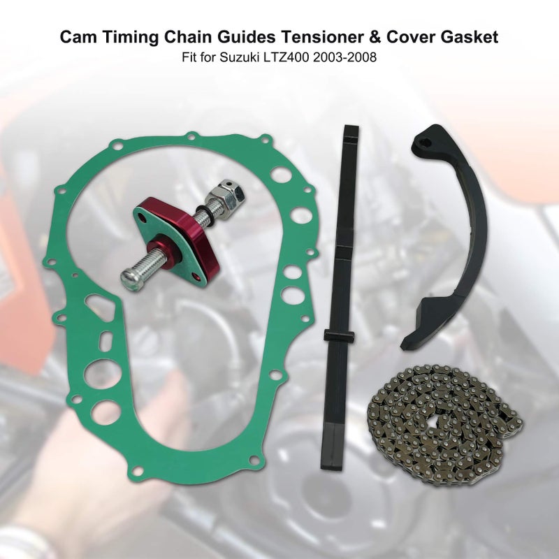 Tavaski Cam Timing Chain Guides Tensioner and Cover Gasket Fit for Suzuki LTZ400 2003-2008 Replace 12771-29F00 12811-07G00 - Image 2